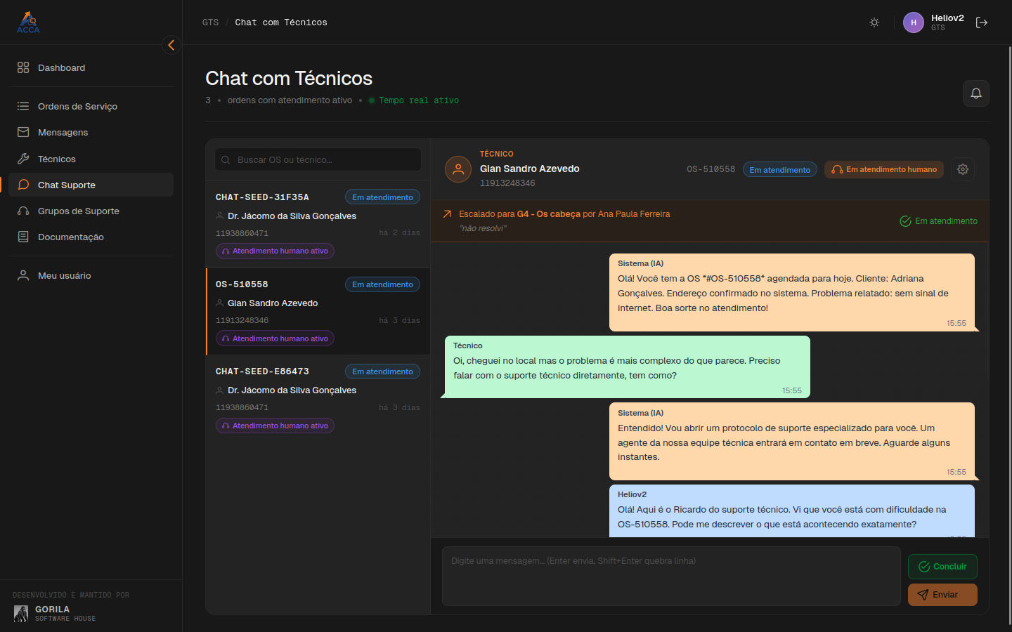 ACCA Chat com Técnicos (Escuro)