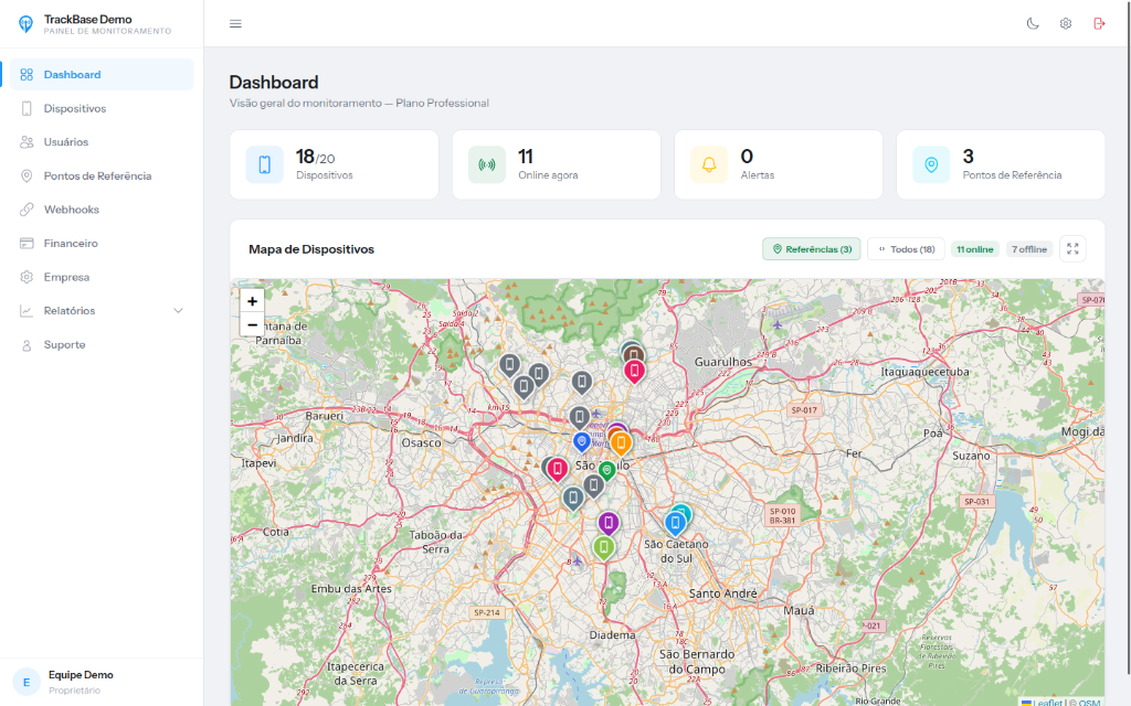 TrackBase Dashboard (Claro)